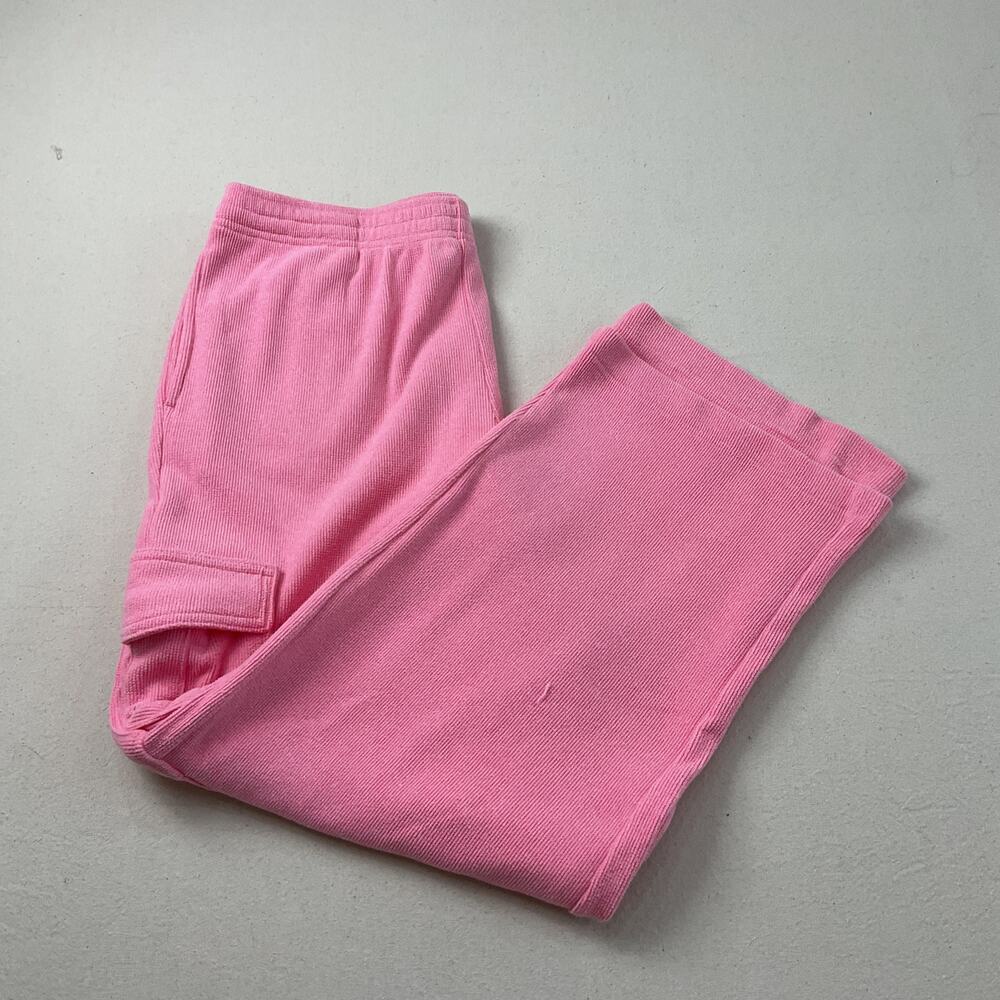 No Boundaries French Terry Pink Flared Cargo Pants Womens Large